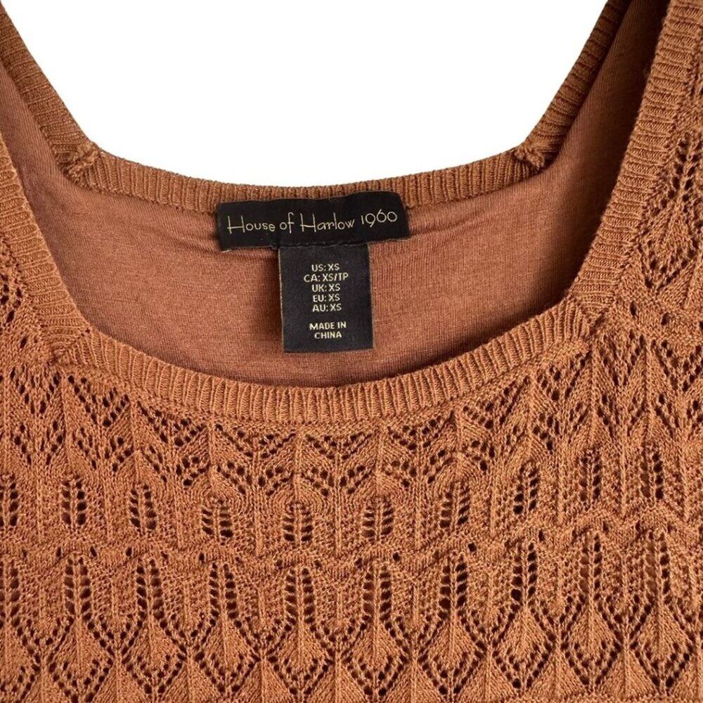 House of Harlow Knitted Peplum Top Brown XS - Picture 2 of 10